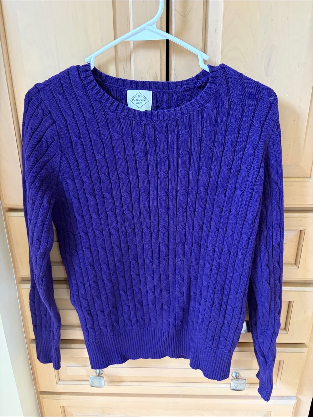 St. John's Bay Purple Cable Knit Crewneck Sweater